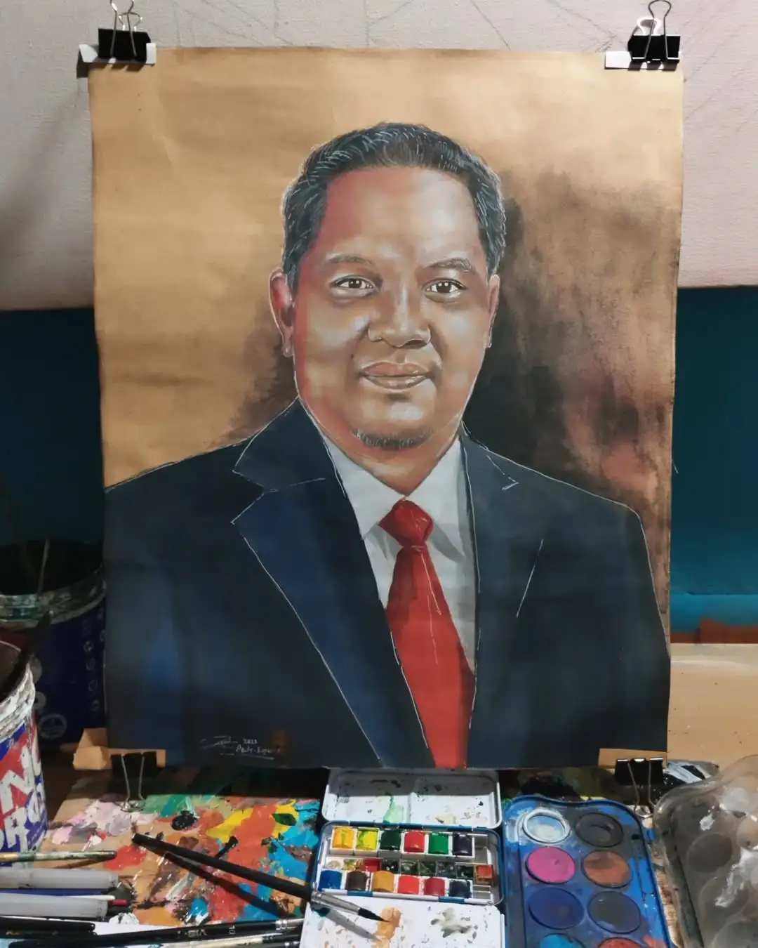 Potrait lukisan dengan cat air