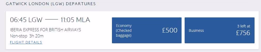 Observons la deuxième recherche pour les prix d'un vol Paris-Tunis d'avril 2022.