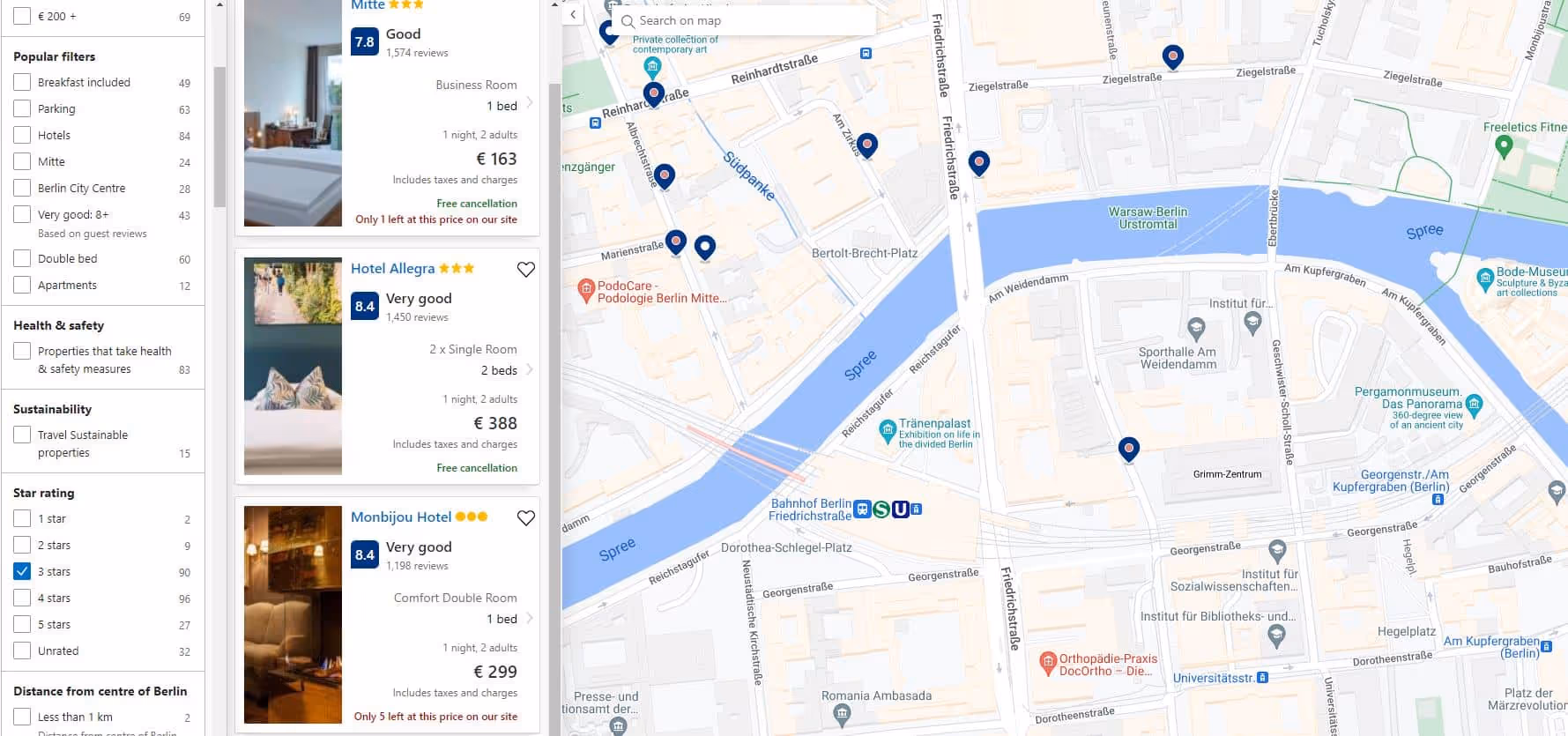 Comparaison des prix pour une chambre d'hôtel. Difficile de trouver deux offre d'hôtel parfaitement identiques.