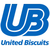 United Biscuits company logo with blue stylized 'UB' and text 'United Biscuits' below.