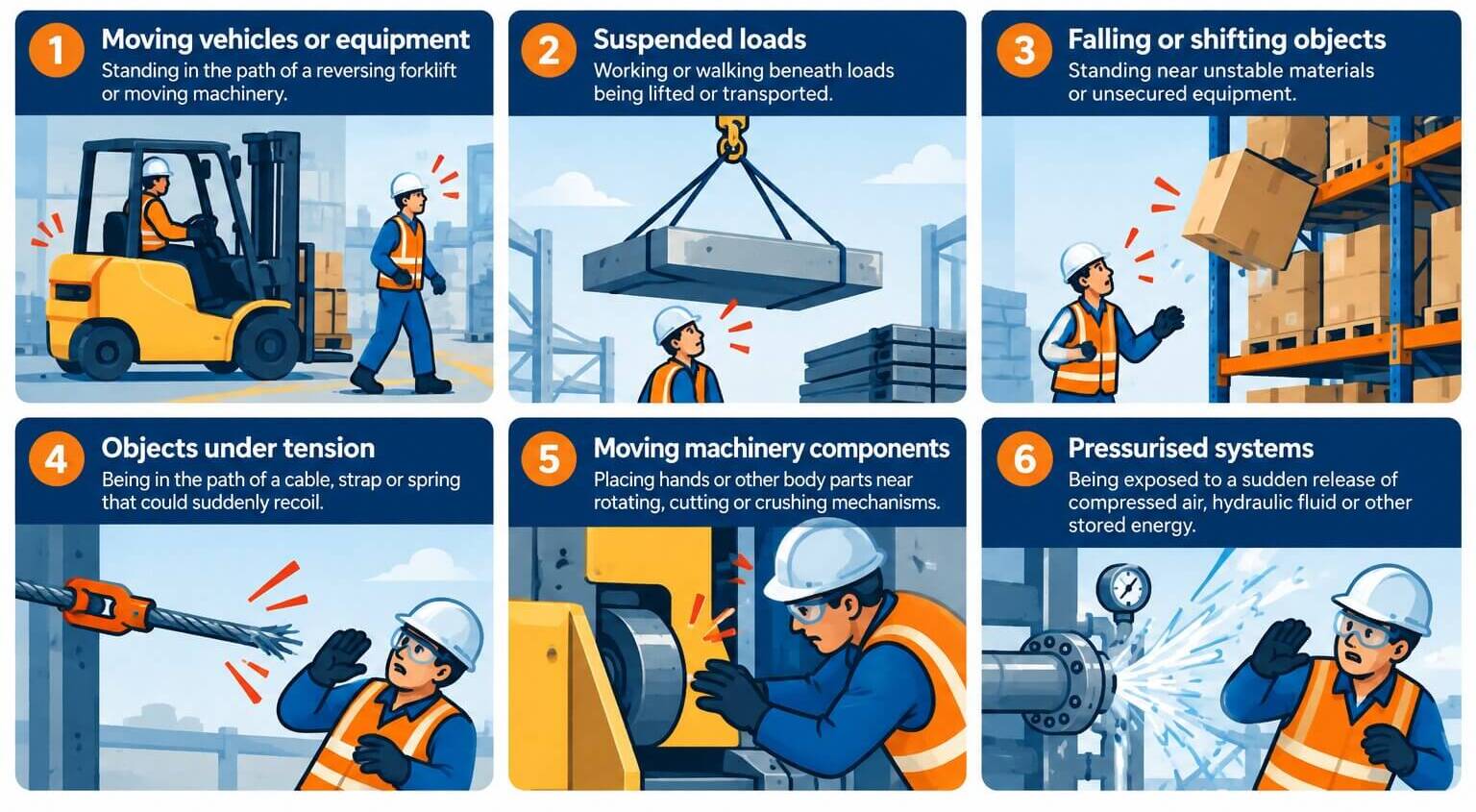 Common examples of line of fire hazards