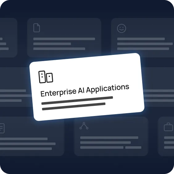 Feature cards in the background with “Enterprise AI Applications” highlighted in the foreground