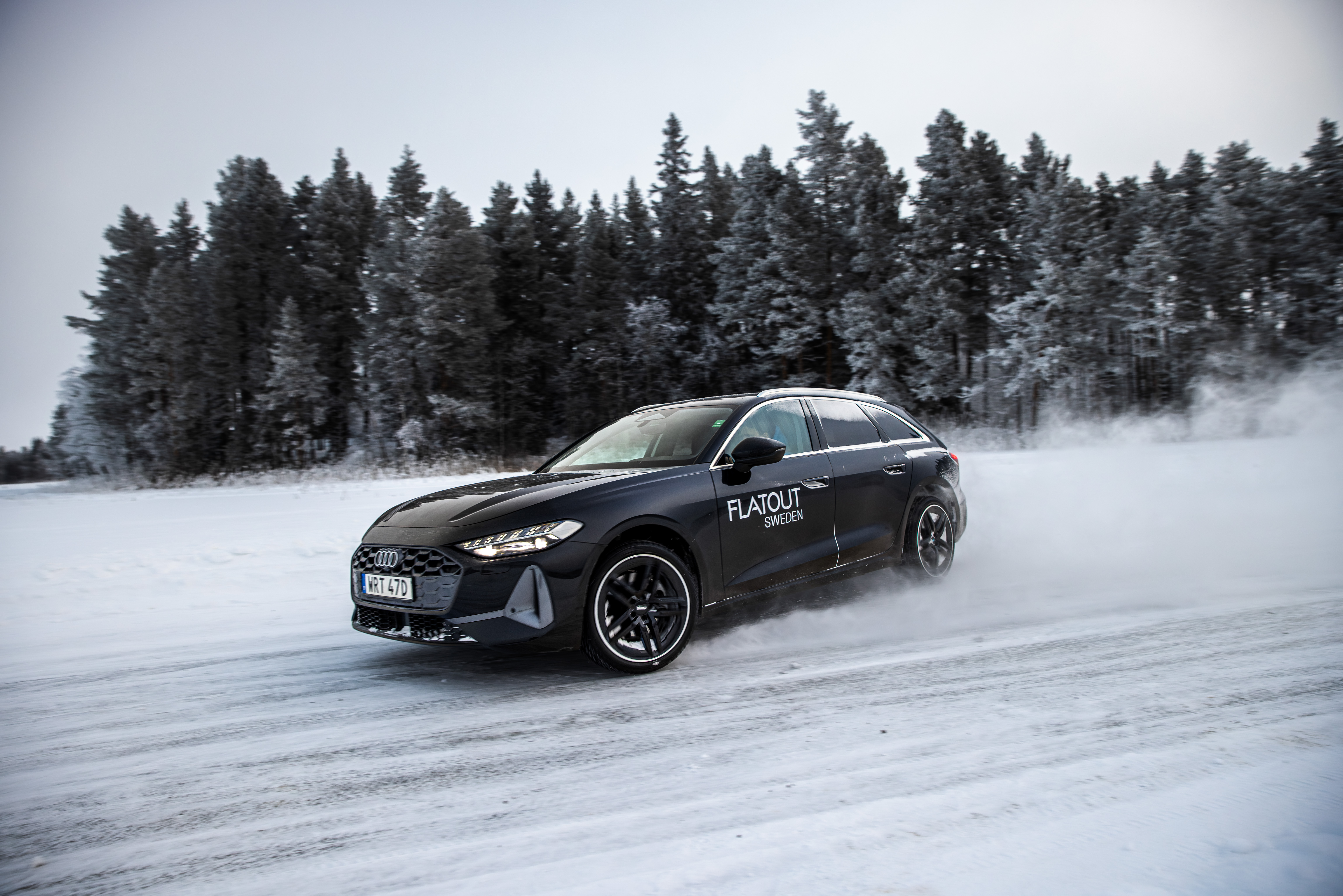 drifting car on winter ice trac