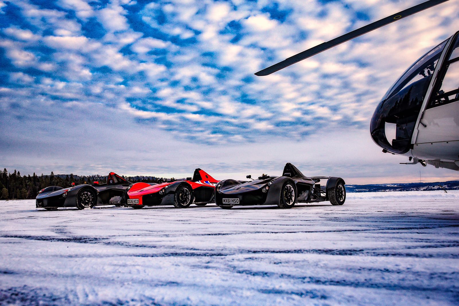 A BAC Mono drifting on the ice track in Åre, Sweden