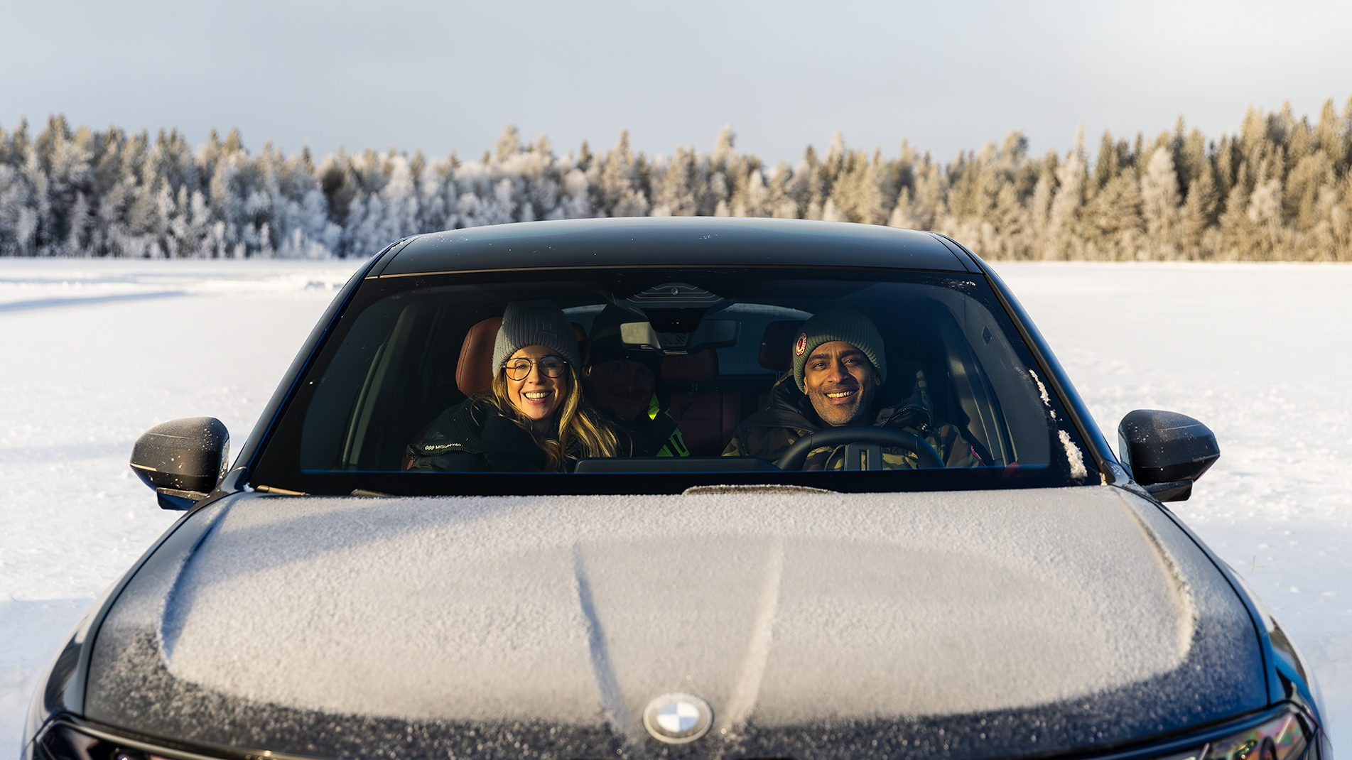 A BMW during the ice driving event in Kall/Åre, Sweden
