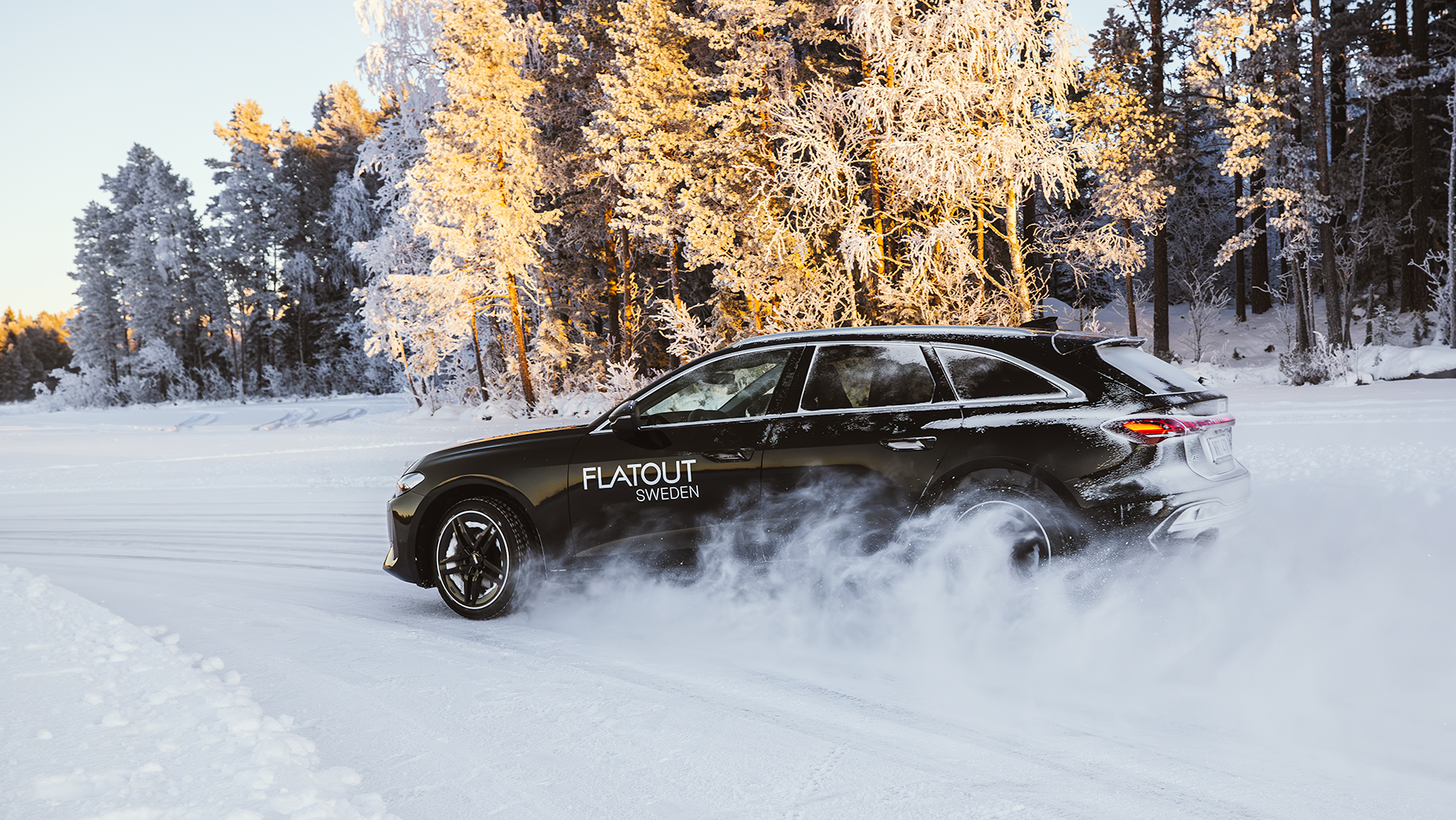 An Audi during the ice driving event in Östersund, Sweden