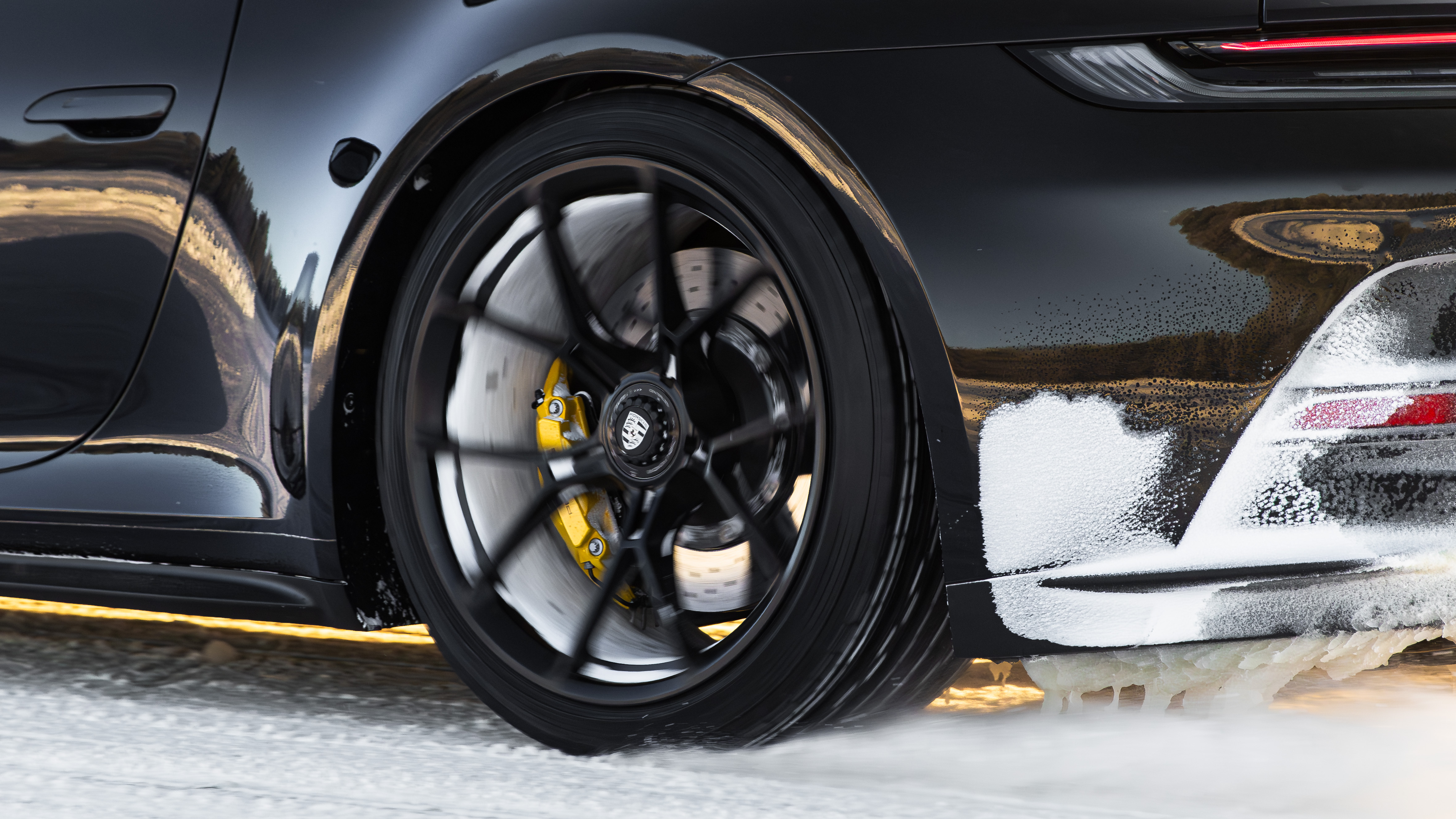 Car drifting on a private rented ice track on a frozen lake in Sweden