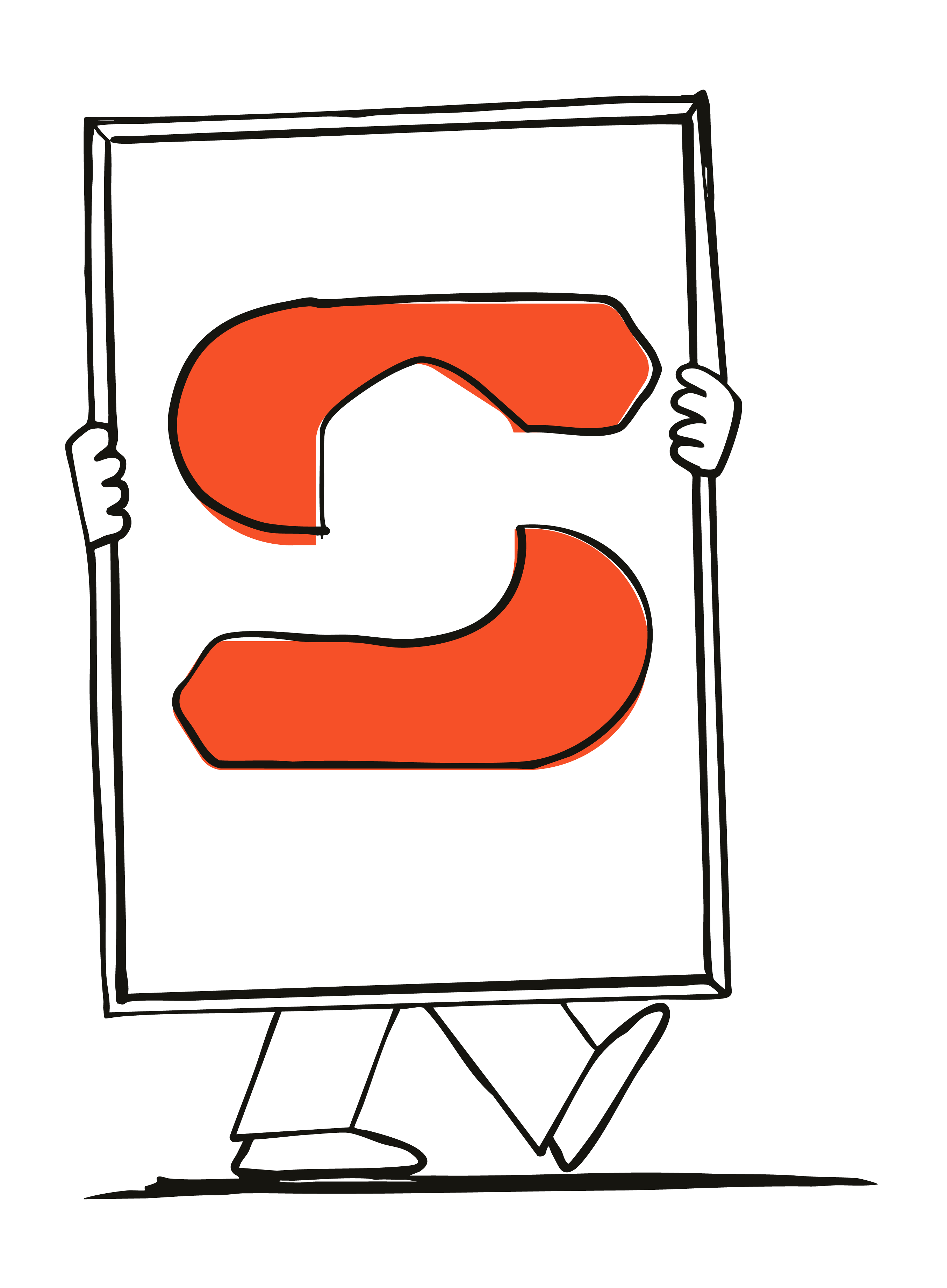 An illustration of a person walking with an oversized picture frame with the Springate Mortgages logo 