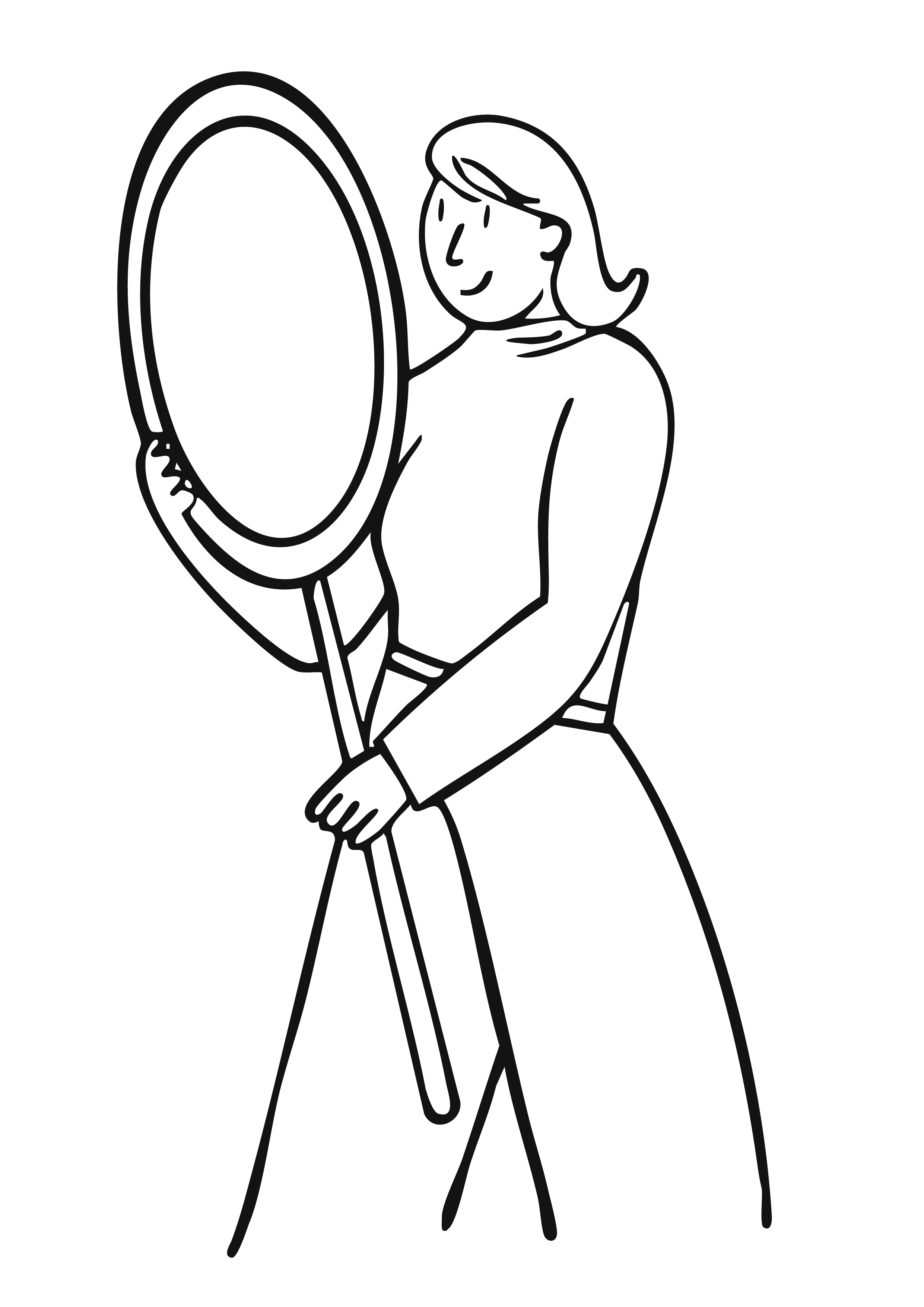 An illustration of a happy woman holding an oversized magnifying glass