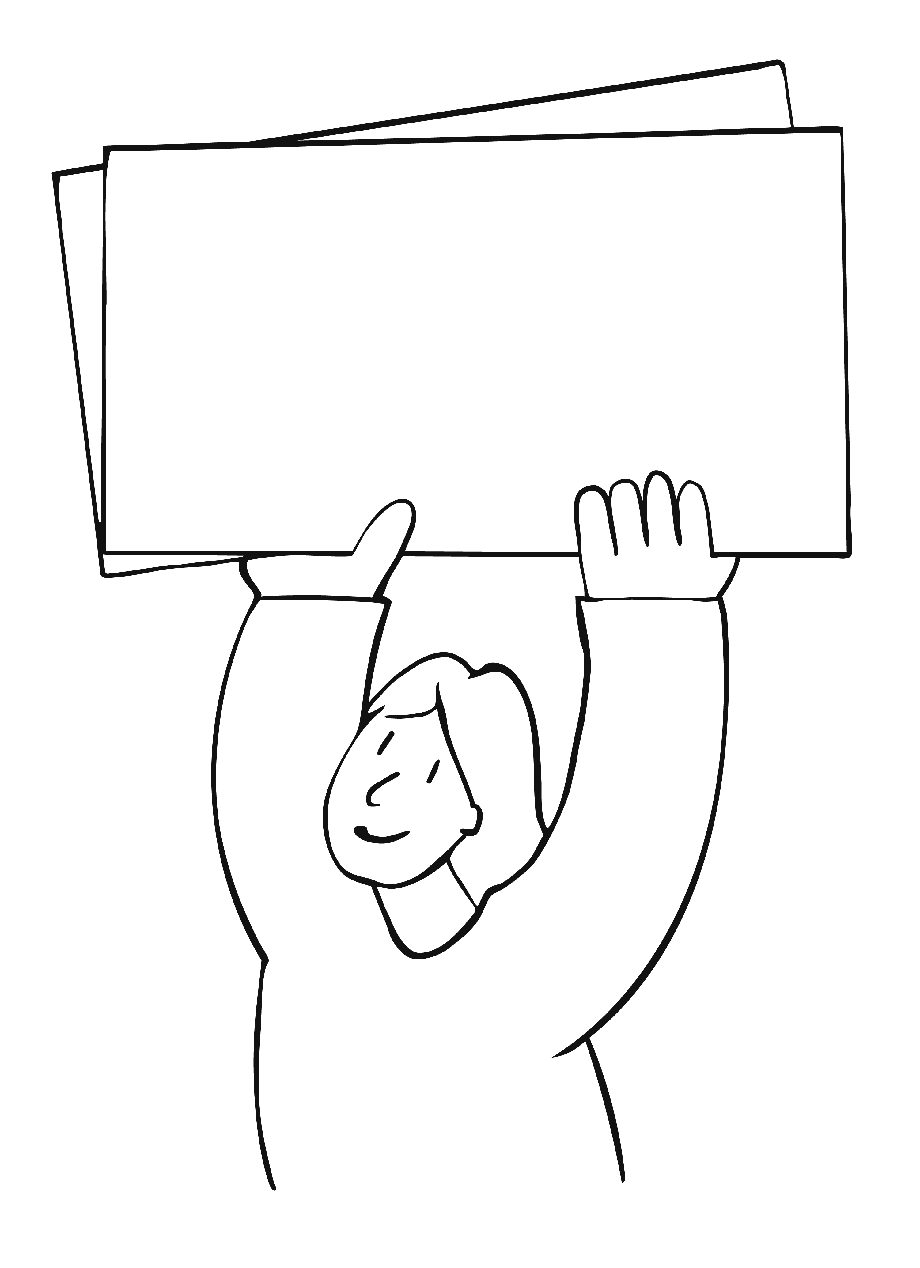 An illustration of a happy woman holding up a sign