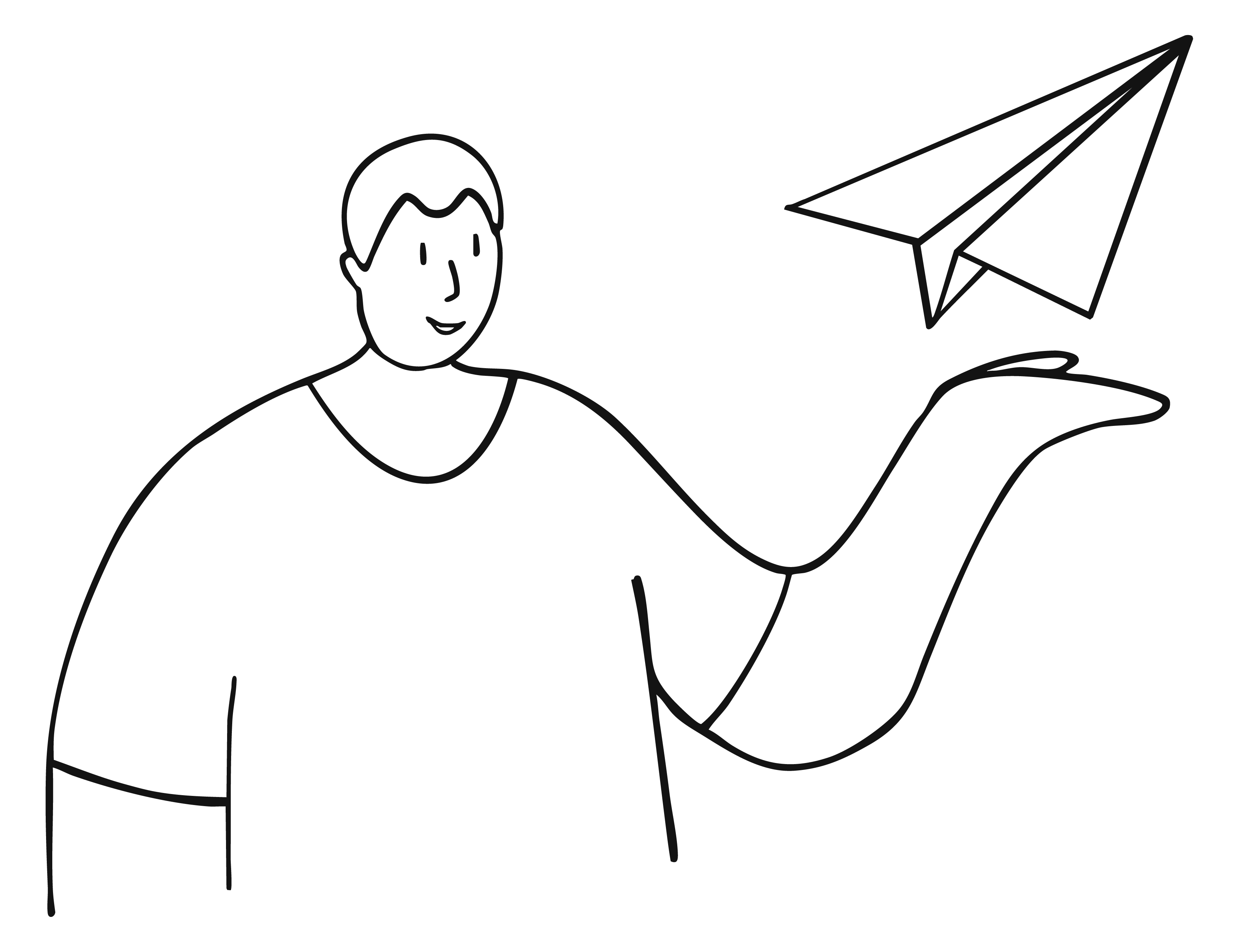 An illustration of a man holding a paper plane