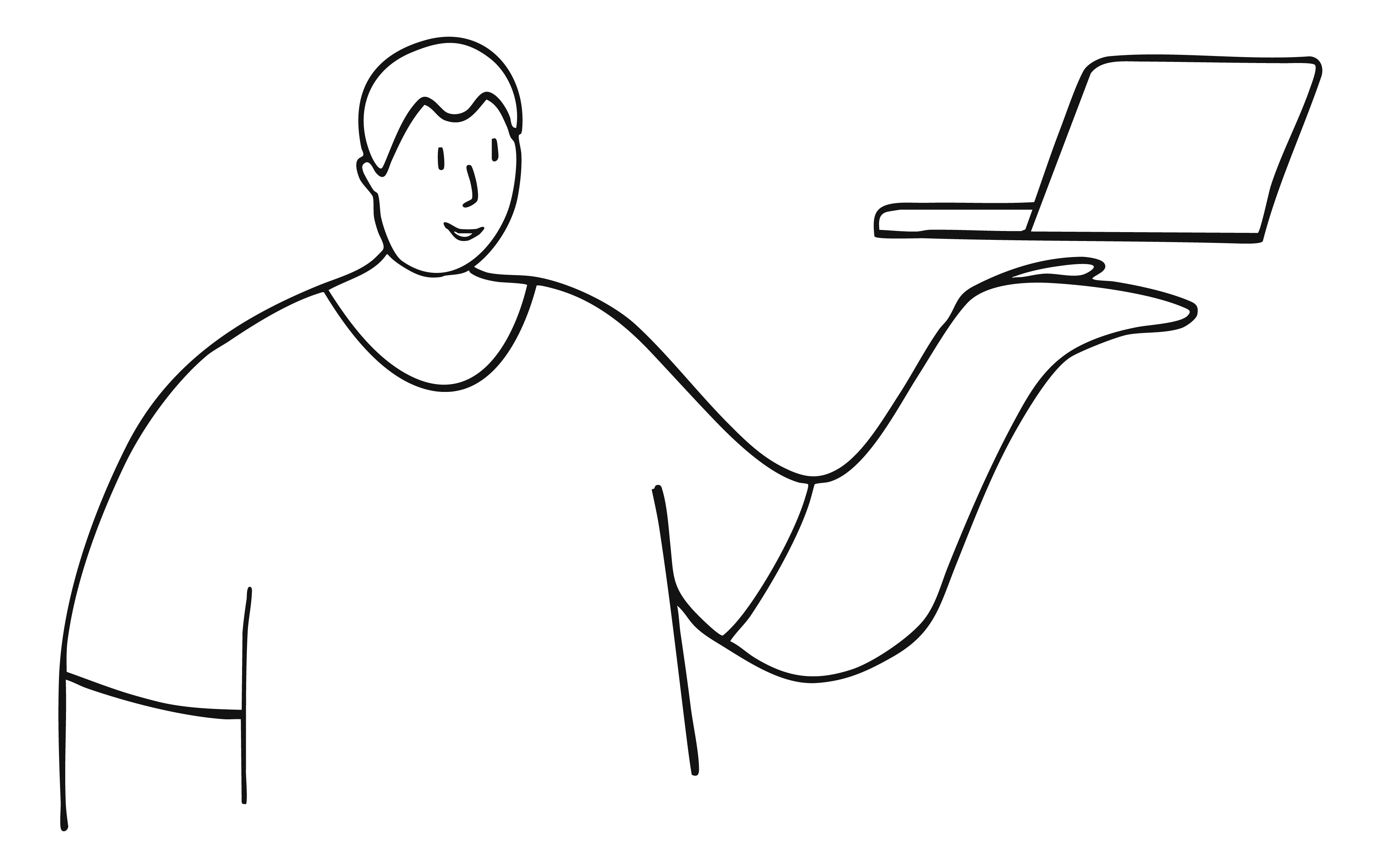 An illustration of a man holding laptop