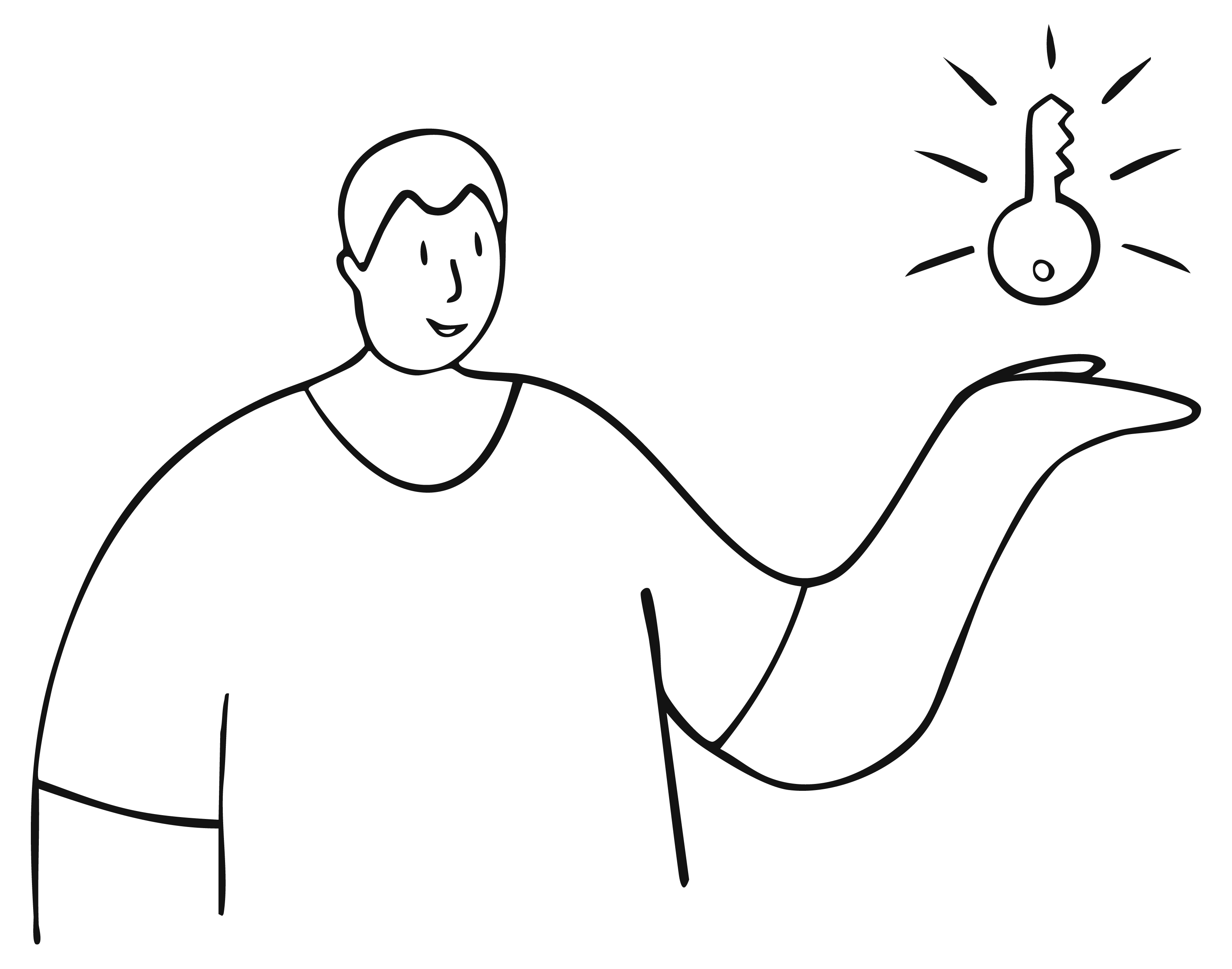 An illustration of a man holding a door key