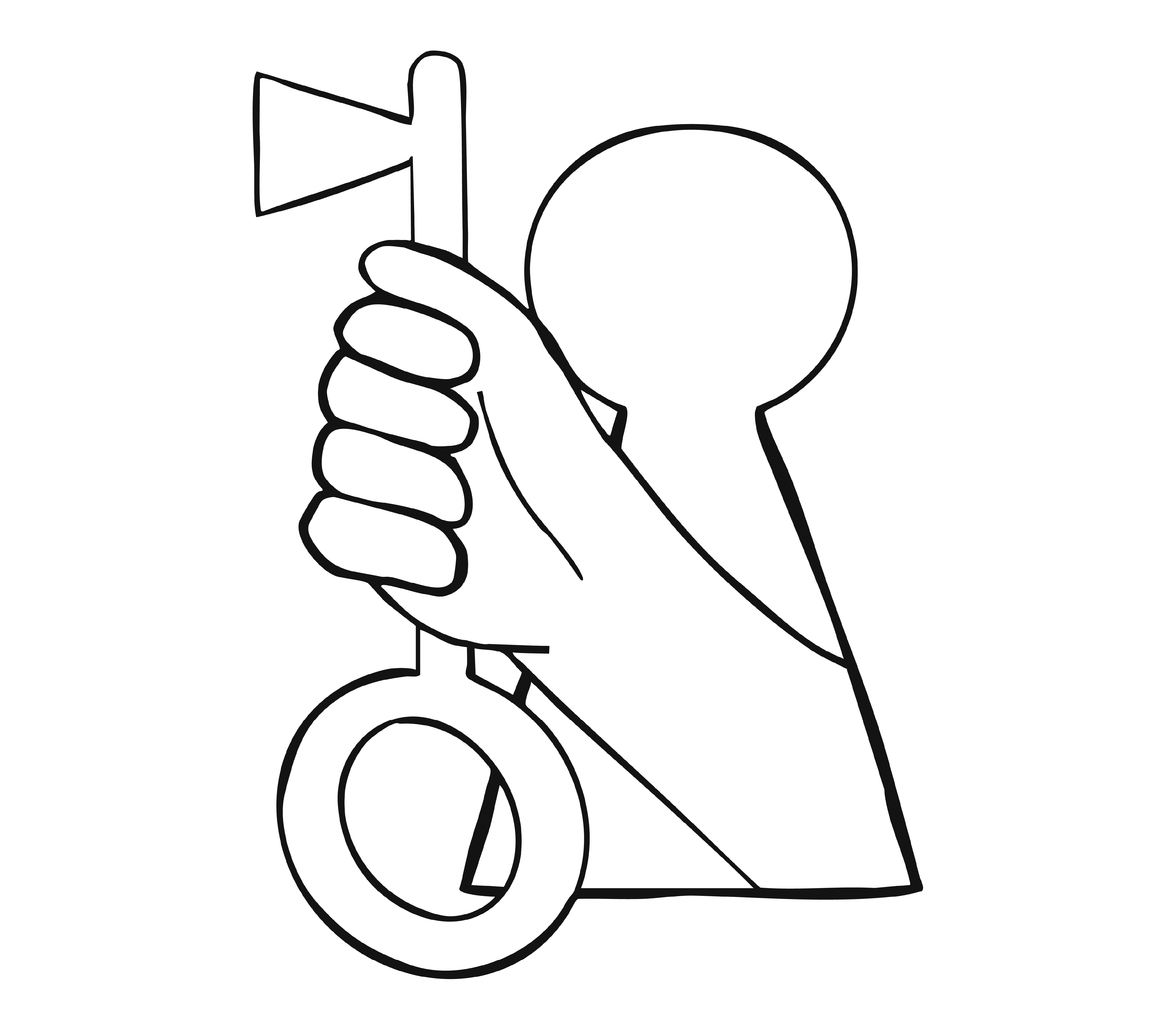 An illustration of a person holding an old fashioned key, through an oversized key whole