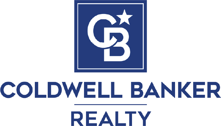 Coldwell Banker Realty logo with interlocked CB letters and a star above, in blue and white.