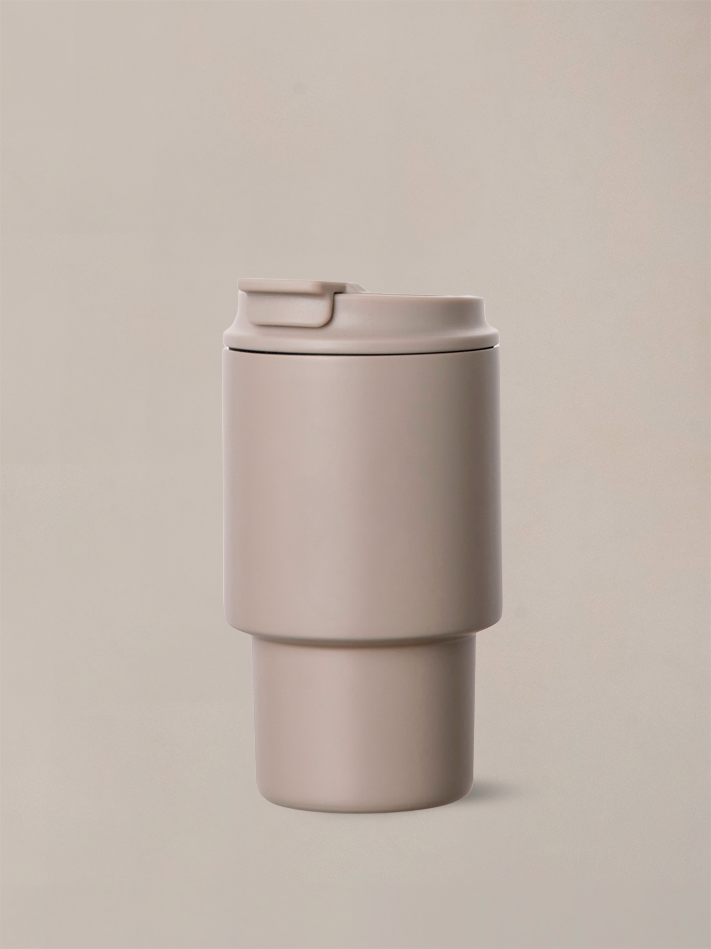 A modern to-go tumbler designed for everyday use, combining a clean look with two-in-one functionality.