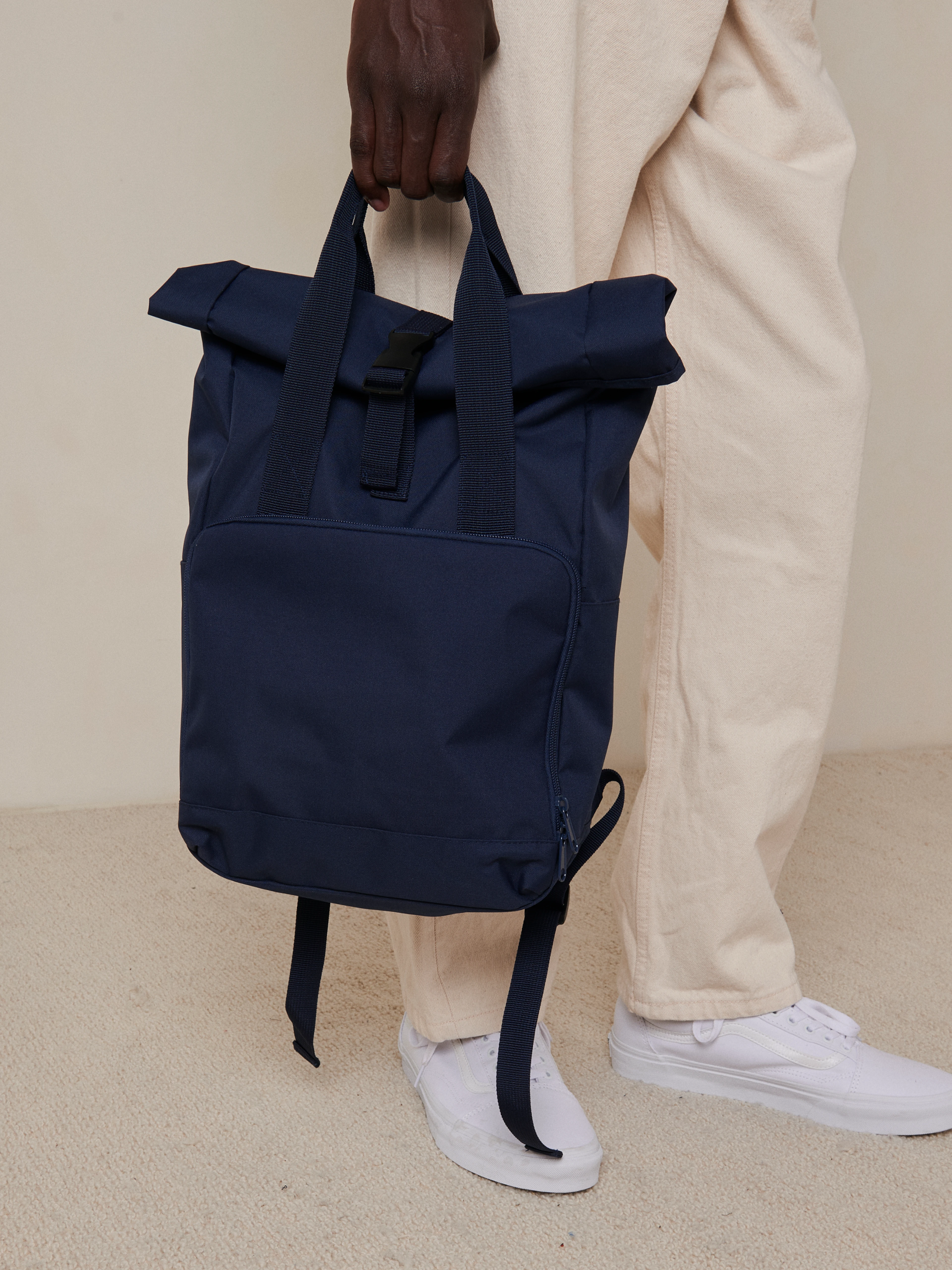 A modern backpack featuring a spacious main compartment and an intuitive closure system, making it an ideal canvas for personalized embroidery.