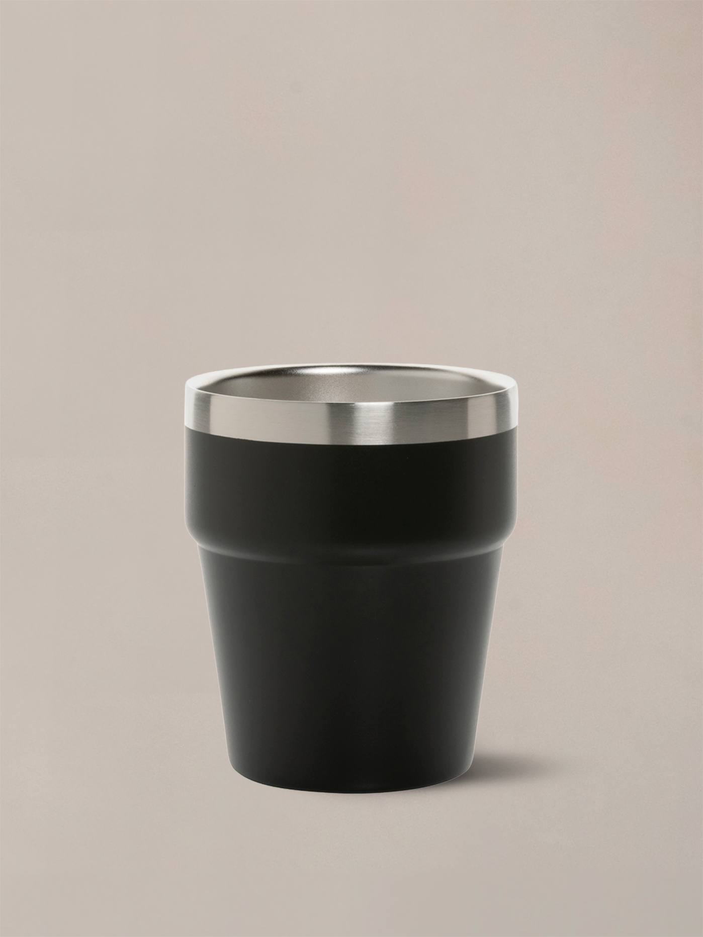 A clean double-wall steel cup defined by a compact, minimalist form, made for everyday moments.