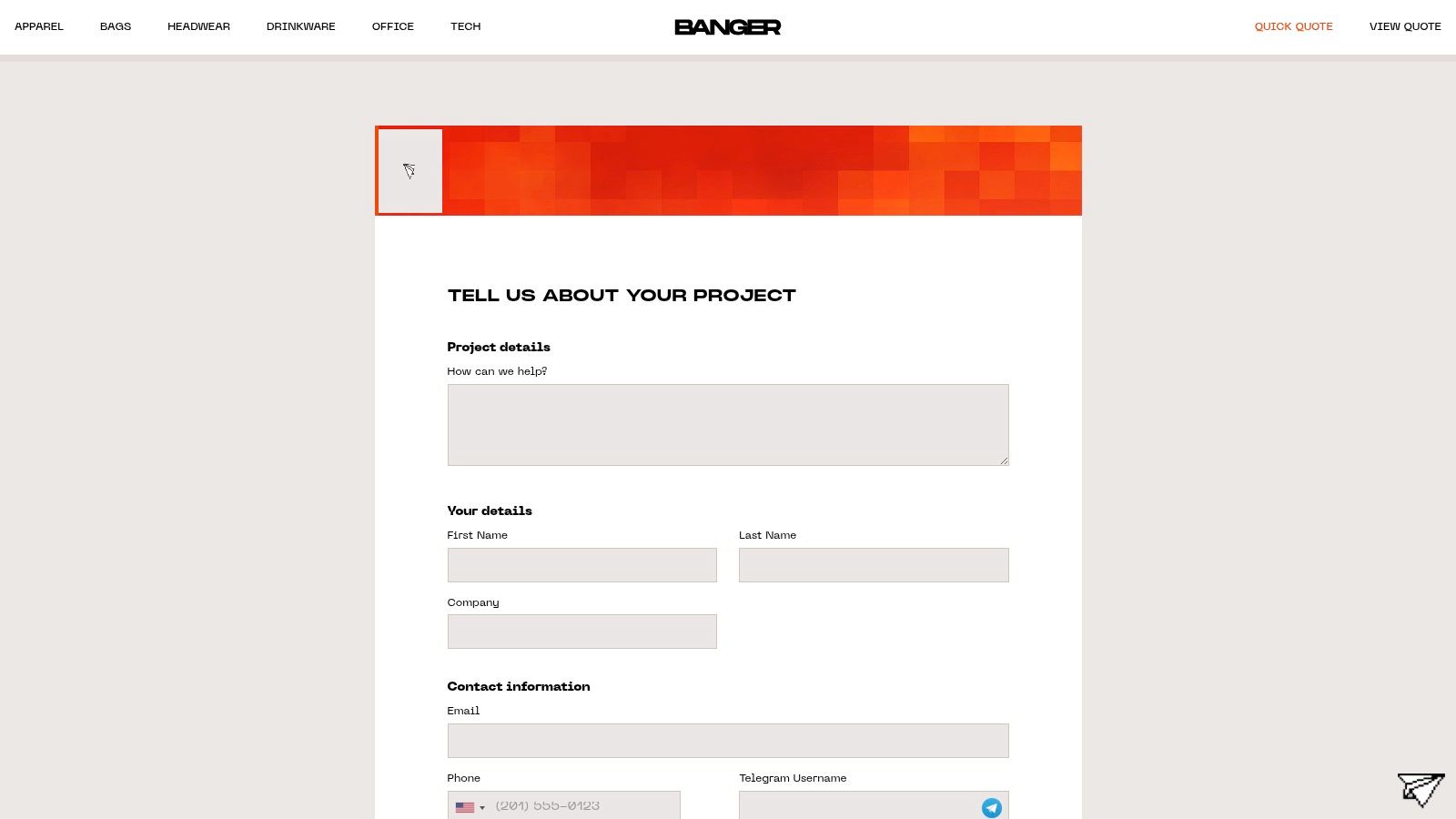 Screenshot from https://www.getbanger.com/quick-quote