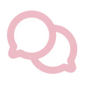 Zwei überlappende rosa Sprechblasen-Symbole.