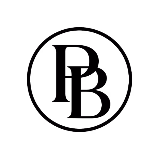 Monogramm aus den Buchstaben L und B in einem Kreis.
