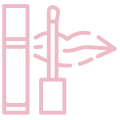 Ikone eines offenen Lippenstiftbehälters mit Applikator und Lippenstift.