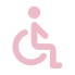 Symbol für barrierefreien Zugang, rosa Rollstuhlfahrer-Symbol.