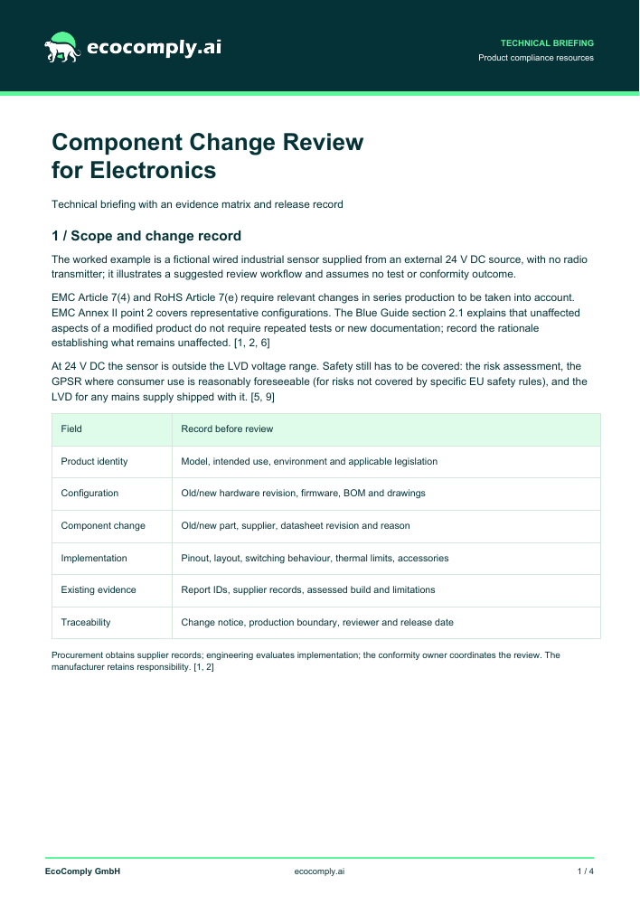 Preview of the EcoComply Component Change Review for Electronics briefing