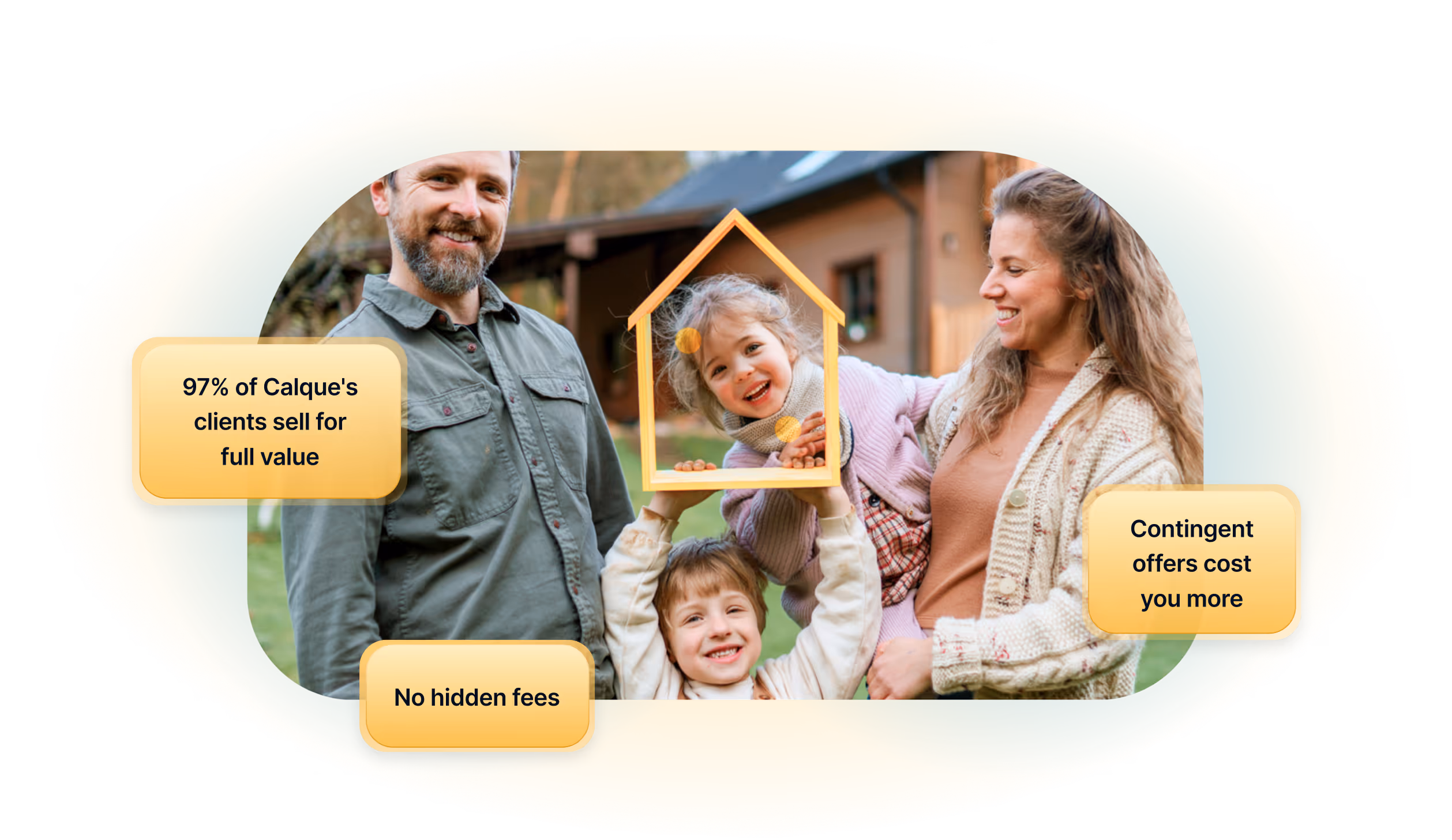 Family in front of newly purchased home