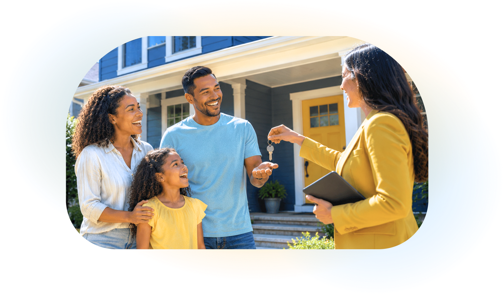 Agent reviewing and finalizing home purchase documents with clients