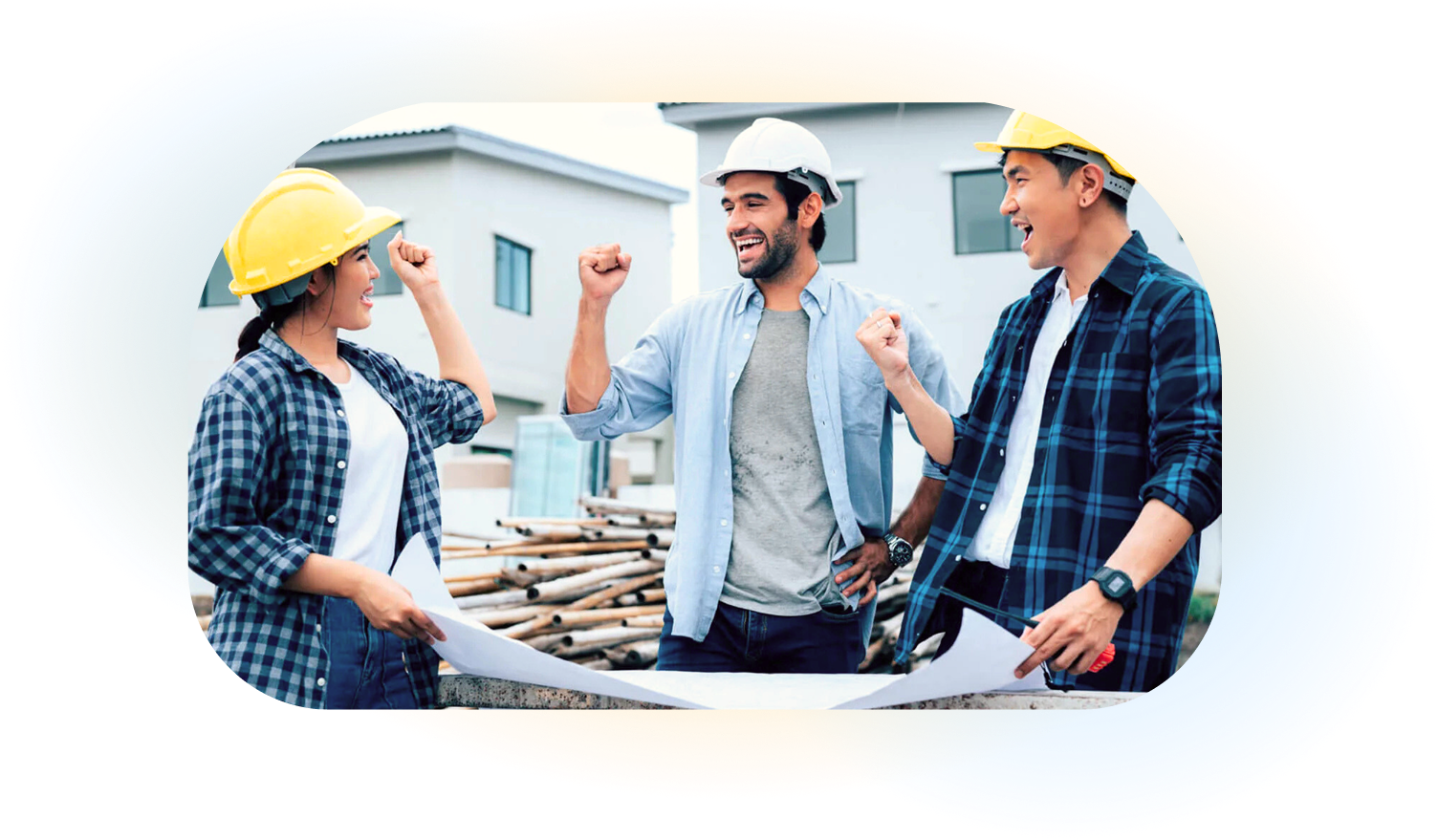 Builder reviewing new construction financing documents