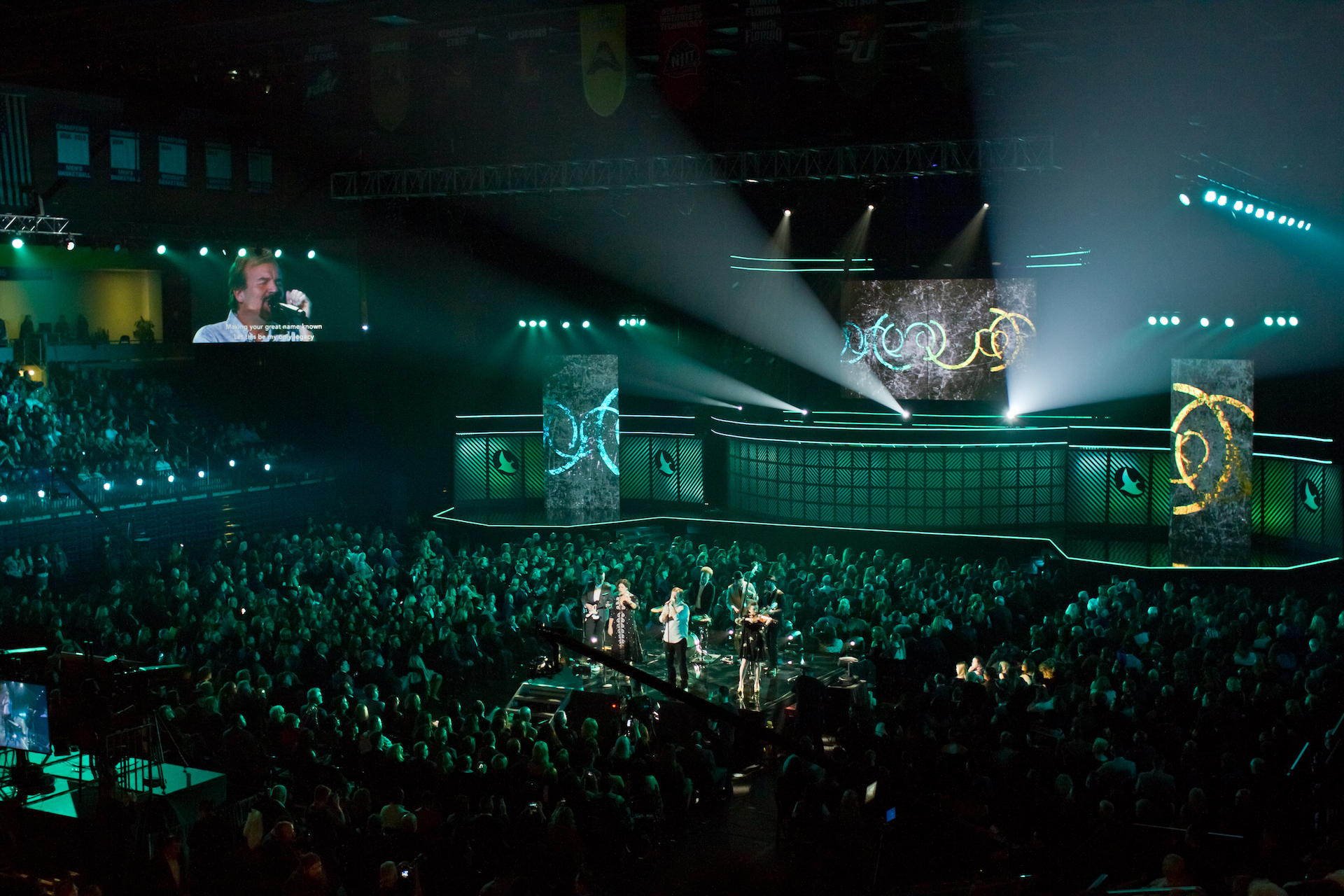 This installation utilized our in-stock floor units, in-stock truss units and some additional prefabricated LED tape on custom mounts.  We also worked our product directly into the scenery for this design by Scott Moore.