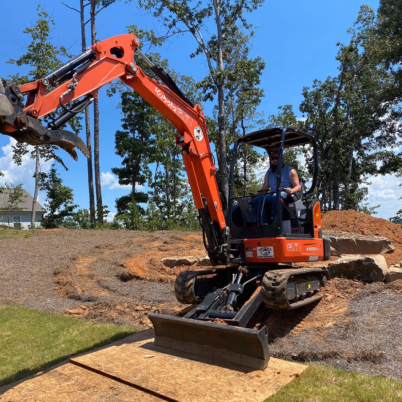 Boulder retaining wall construction by Georgia Pro Scapes