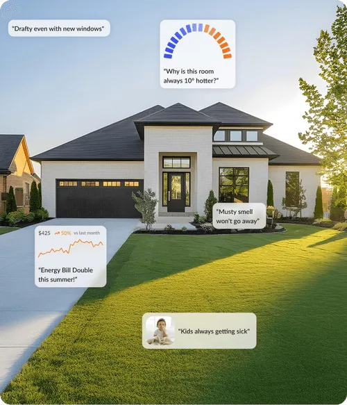 side bar image with a home and pain points