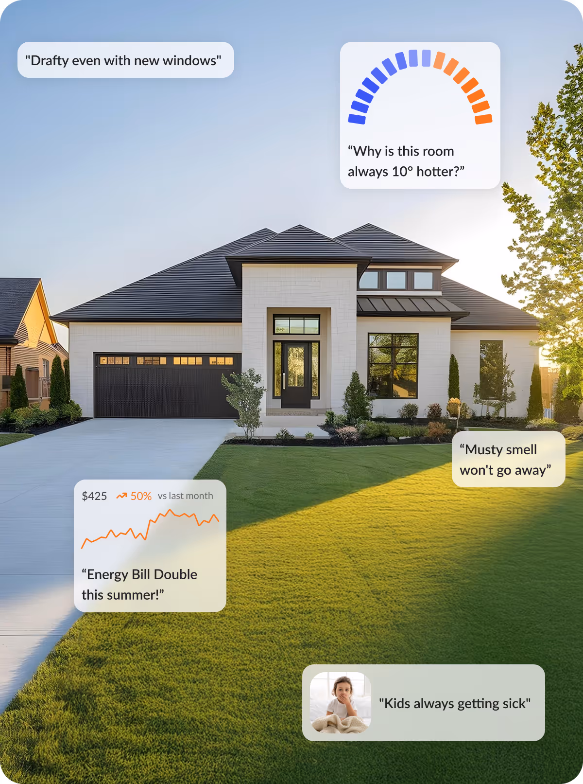 hero image showing the pain points of a person