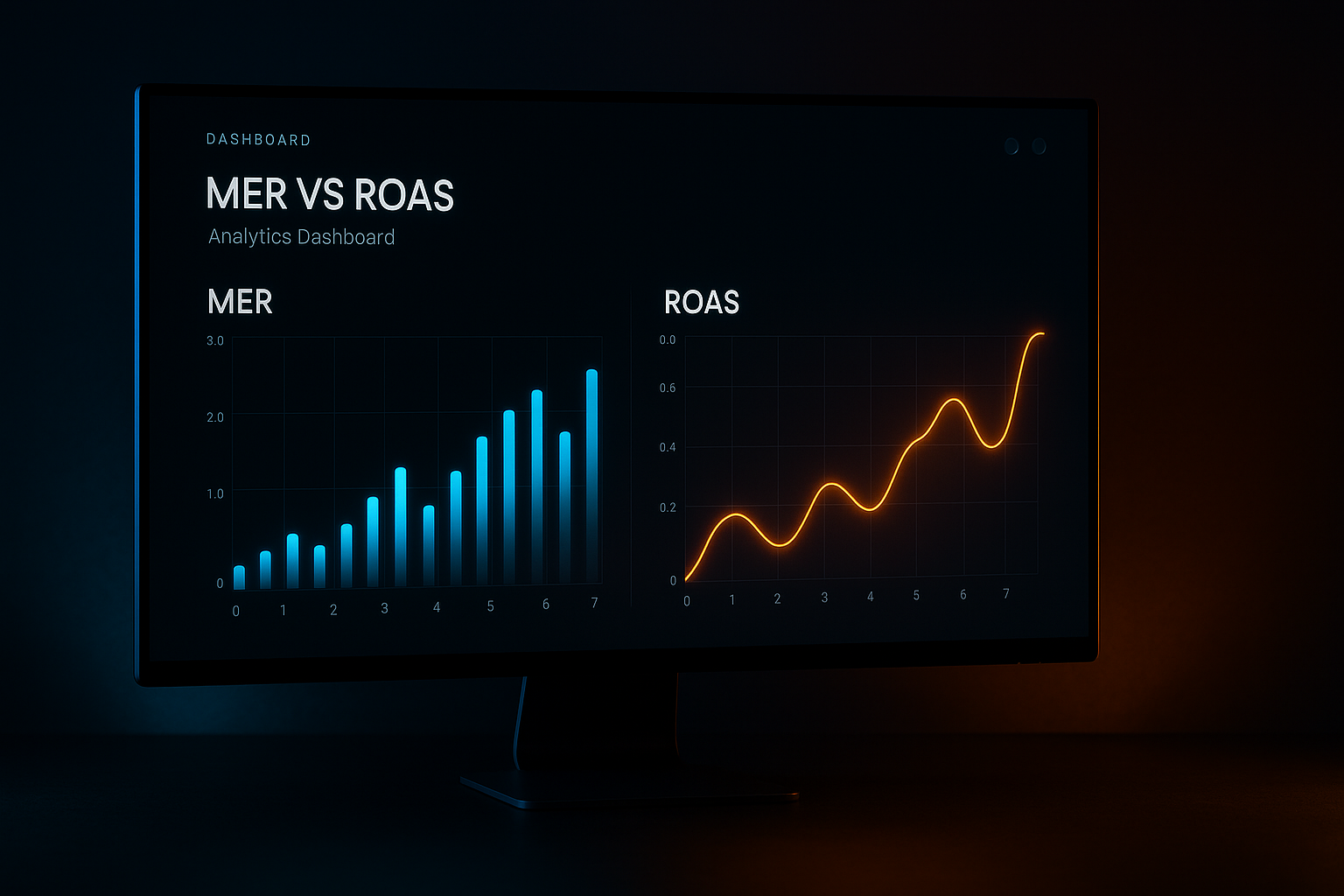 MER vs ROAS analytics dashboard - marketing efficiency ratio data visualization