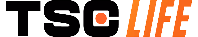 TSC Life text logo in bold black letters.