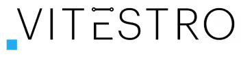 Logo text displaying the word VITESTRO with a small blue square before the V.