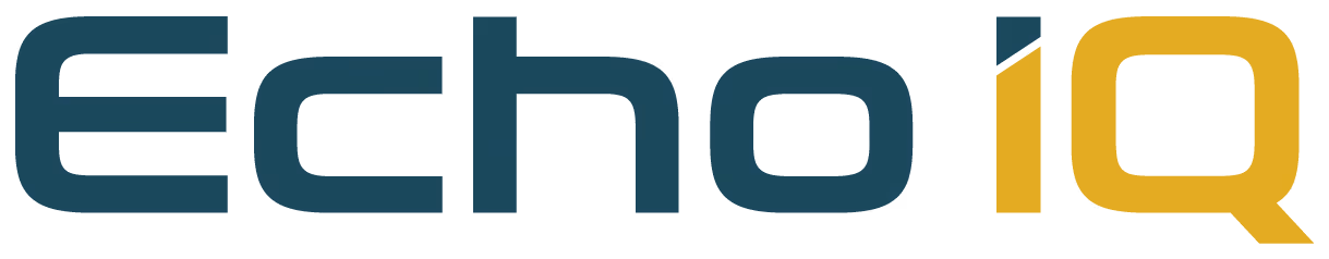 Echo iQ logo in bold black letters on a white background