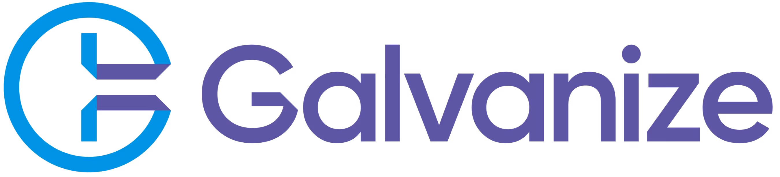Galvanize logo with a stylized bright yellow sun icon and black text on white background.