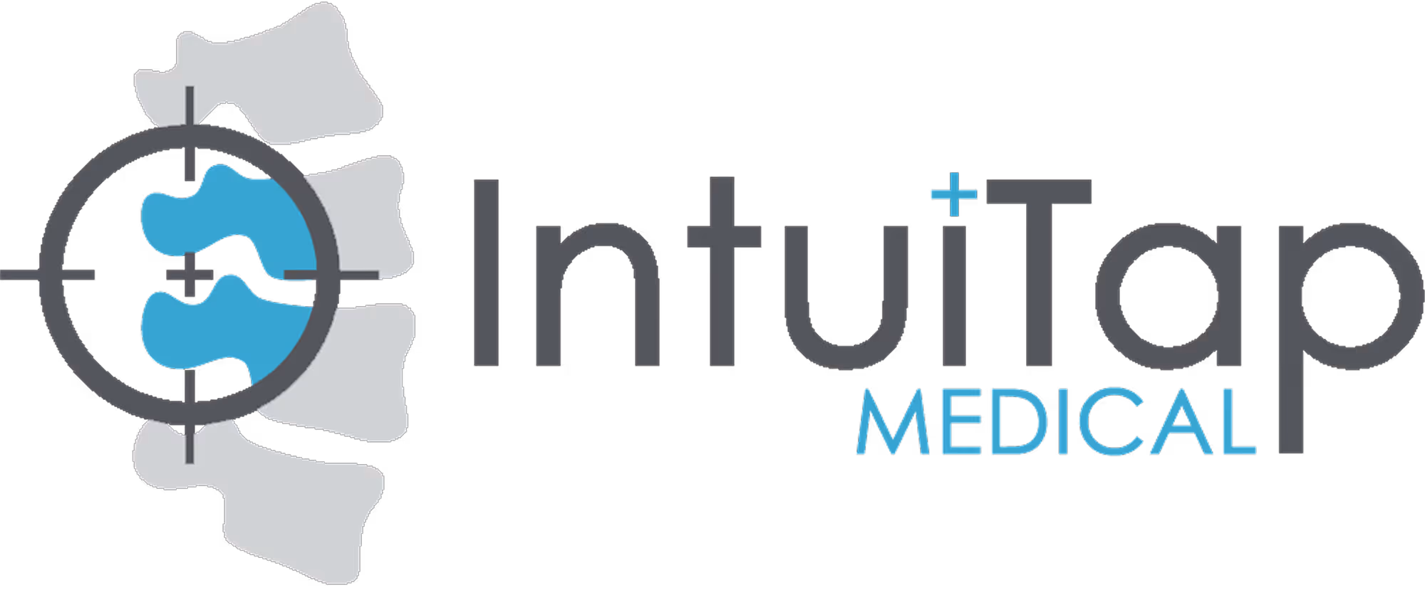 IntuiTap Medical logo featuring stylized spine vertebrae with a target symbol and blue highlights.