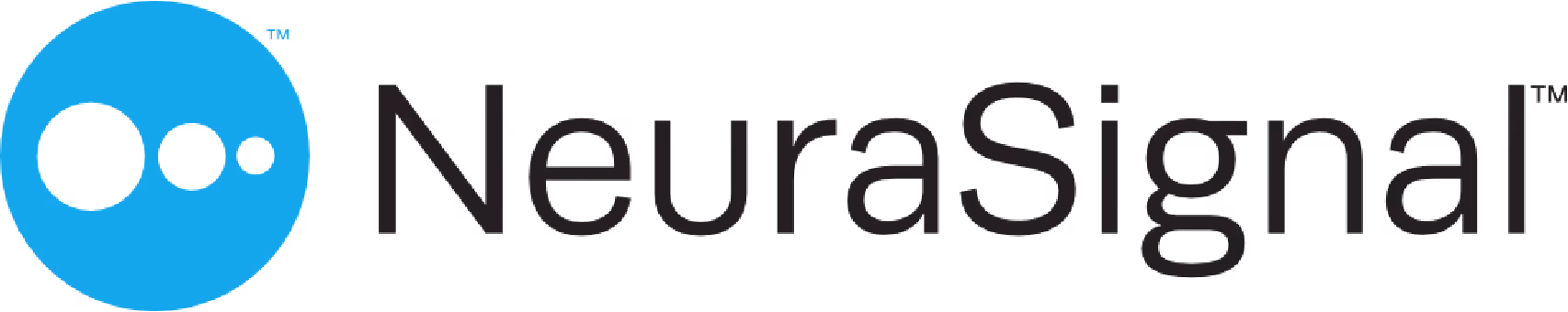 NeuraSignal logo with blue circle and three white dots decreasing in size.