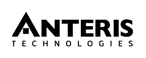 Anteris Technologies logo with stylized blue atomic orbit and white company name