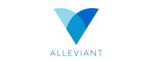 Alleviant logo featuring a black stylized V shape above the word Alleviant in uppercase letters.