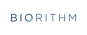 Text reading 'BIORITHM' with a stylized letter O containing a circular dot below its midpoint.