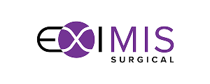 Eximis Surgical logo with stylized text and a circular design element.