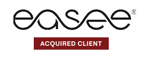 Black stylized logo text above a red rectangle labeled Acquired Client.