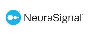 NeuraSignal company logo with three white dots in a black circle to the left of the text.