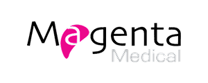 Magenta Medical text logo with stylized pink 'M' formed by repeating shapes on white background.