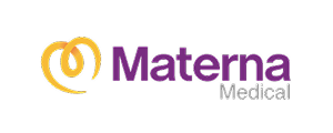 Materna Medical logo with two interlocking orange rings and purple text.